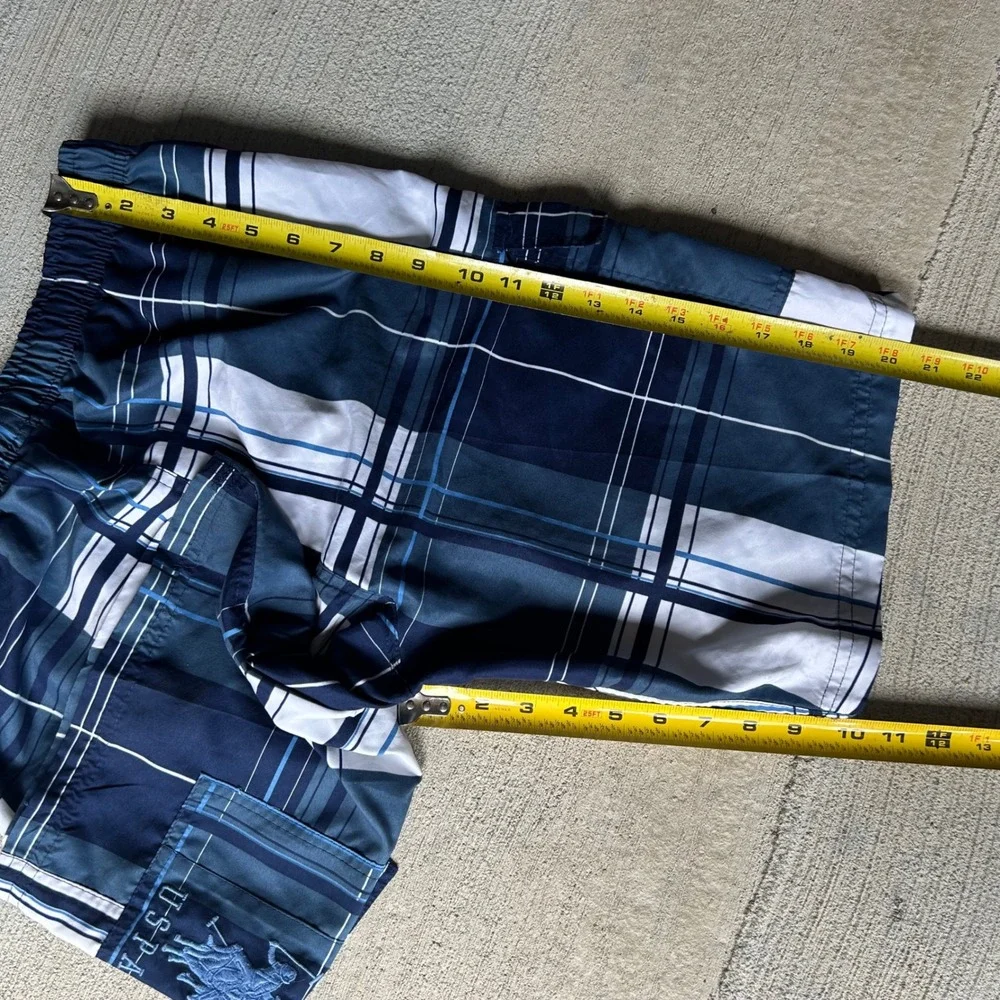 Vintage 2000s Y2K US Polo Assn Mens Plaid Swim Trunks
